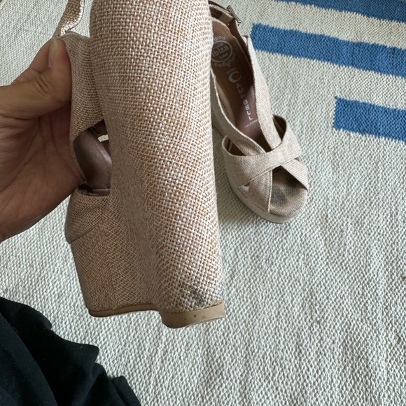 Jeffrey Campbell Ibiza Light Pink Woven Platform Wedge Sandals - Picture 4 of 7